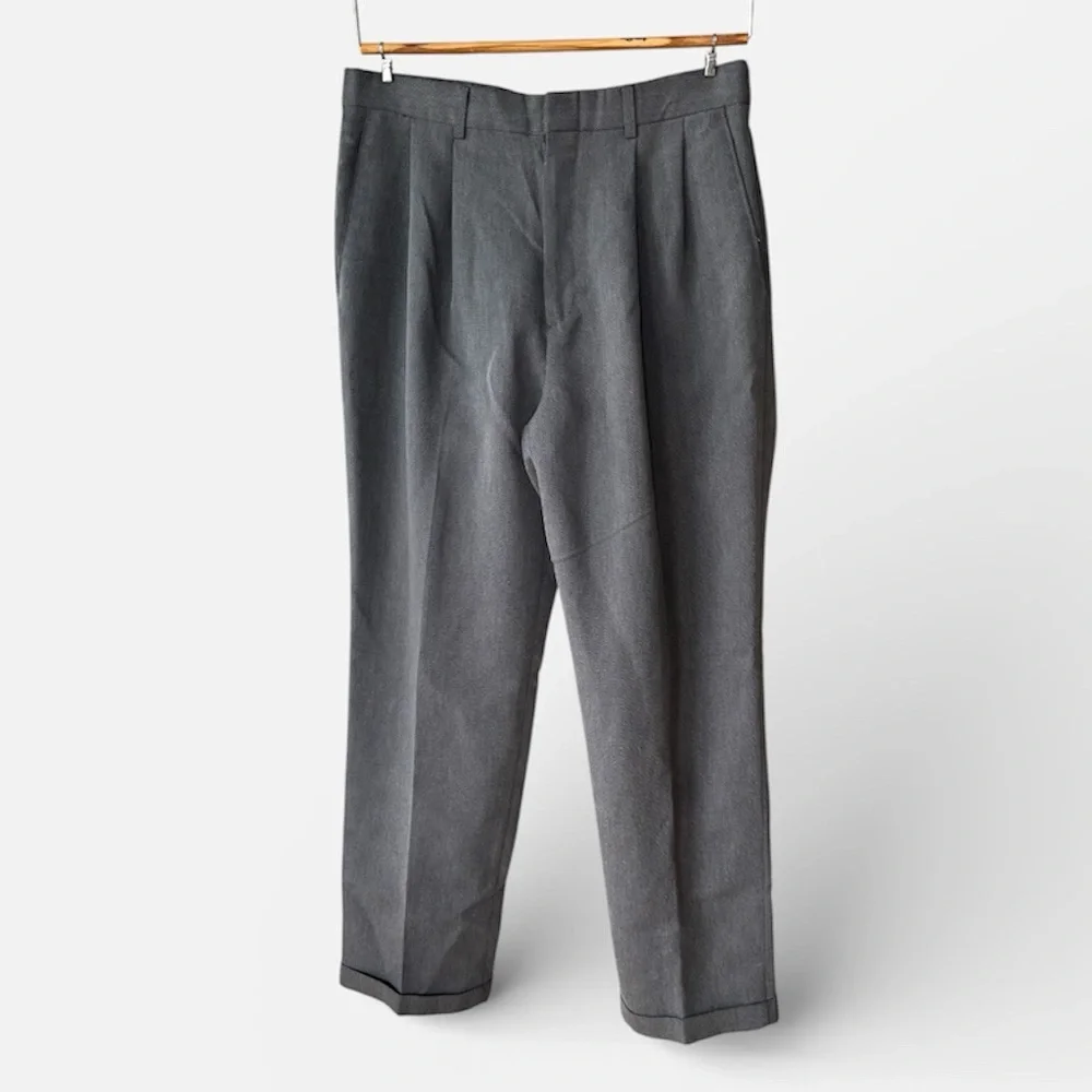 Vintage Haggar Charcoal Gray Pleated Dress Pants Trousers Size 32 x 30